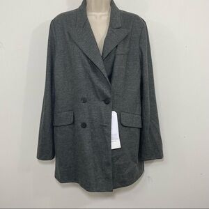 NWT HARRIS WHARF LONDON Gray Wool Knit Pea Coat Jacket Blazer Stretch Size 12